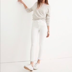Madewell white high rise skinny crop jeans